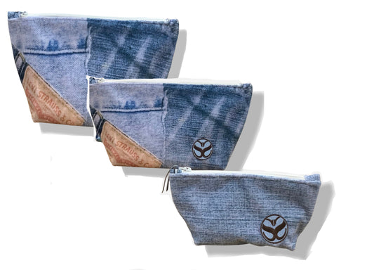 Faux Denim Nesting Bag